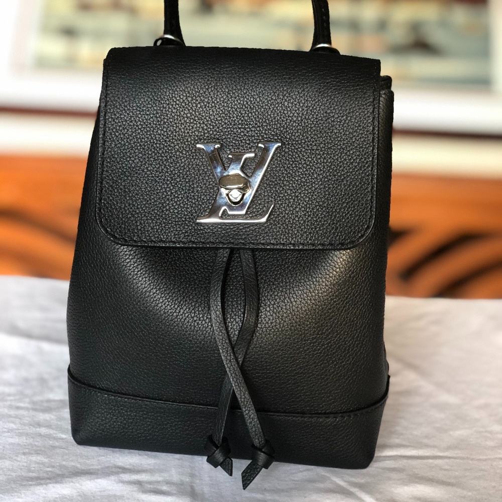 Calfskin Lockme Black Backpack